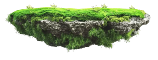 Muurstickers green lawn floating island © Ariestia