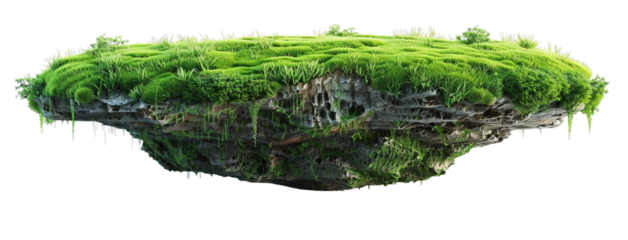 green lawn floating island