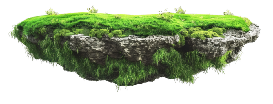 green lawn floating island