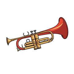 Music instrument musical trumpet object cartoon vec