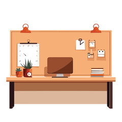 Office cork board flat vector illustration isolated