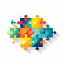 Puzzle concept with jigsaw pieces icons design vect