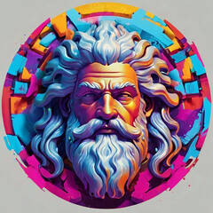 ancient gods zeus in multicolored graffiti style illustration
