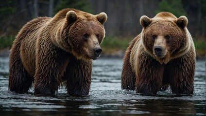 brown bears - obrazy, fototapety, plakaty