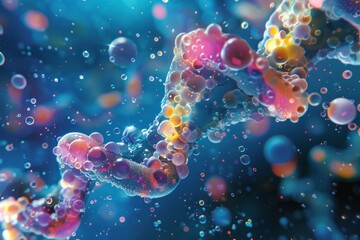 Mockup of DNA cells for background. - obrazy, fototapety, plakaty