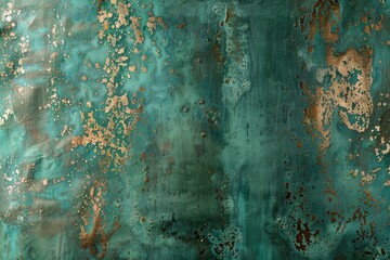A minimalist copper patina texture with verdigris highlights - obrazy, fototapety, plakaty