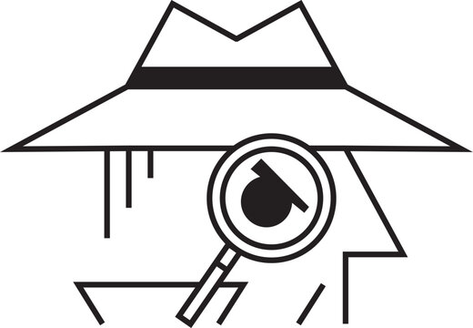 recommend clip art: Minimalist Detective With Magnifying Glass Vector Illustration