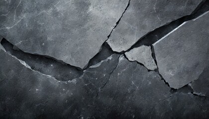 Broken dark gray color concrete wall texture illustration.
