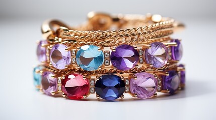 Stack of Bracelets With Colorful Stones