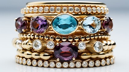 Stack of Rings With Different Colored Stones