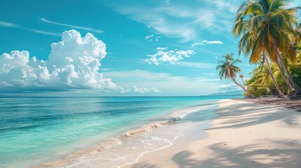 Fototapeta na wymiar paradise tropical beach with turquoise ocean