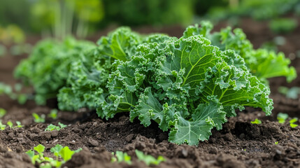 Kale Leaves Unfurling in the Garden Patch