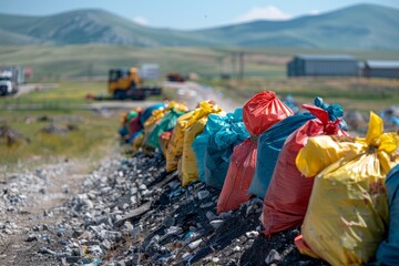 Bags of Garbage Along Roadside