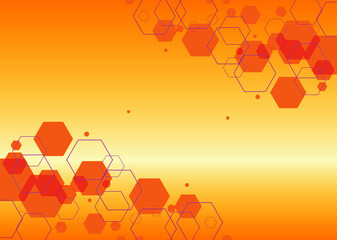 Abstract orange background with hexagons. Vector illustration.