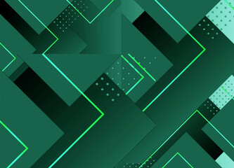 Abstract geometric background. Minimal black and green gradient. Vector illustration