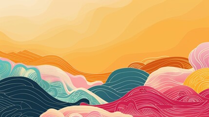 Asian waves and tropical waves and AAPI colors - obrazy, fototapety, plakaty