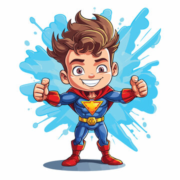 Super hero brain cartoon flat vector illustration i