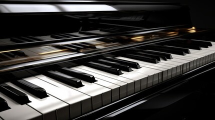 Close Up of Piano Keyboard in Dark Room