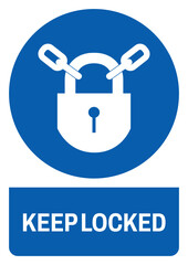 ISO mandatory safety signs keep locked size a4/a3/a2/a1