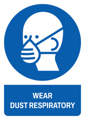 ISO mandatory safety signs wear dust respiratory size a4/a3/a2/a1