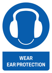 ISO mandatory safety signs wear ear protection size a4/a3/a2/a1