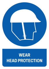 ISO mandatory safety signs wear head protection size a4/a3/a2/a1