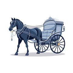 Vintage carriage and horse icon over white backgrou