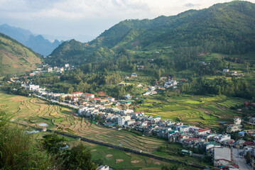 Fototapeta na wymiar View of Dong Van town and Karst Plateau UNESCO Global Geopark, Dong Van, Ha Giang, Vietnam