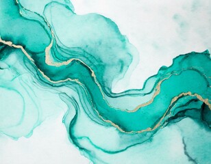 Turquoise Ink Swirl on Marble - 2
