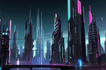 Futuristic city abstract digital art HD wallpaper. Vibrant and dynamic urban landscape. Perfect for...