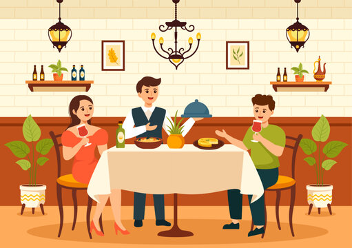 Spanish Restaurant Vector Illustration with Various of Food Menu Traditional Dish Typical Recipe and Cuisine in Flat Cartoon Background Design