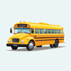 Yellow school bus classic vehicle flat vector illus