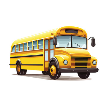 Yellow school bus classic vehicle flat vector illus