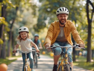 Man Riding Bike With Little Girl on Back