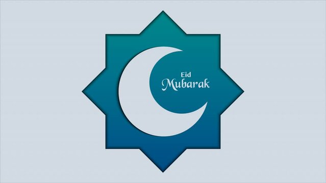 Eid Mubarak Illustration With Crescent Motion Graphic