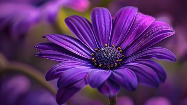 A close-up image showcasing a stunning daisy in a vibrant shade of purple, representing the theme of