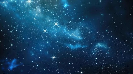 Obraz na płótnie Canvas Glittering blue galaxy scene with bright stars - A breathtaking view of a glittering blue galaxy filled with innumerable stars creating a celestial feel