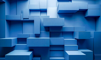 Abstract Geometric Cube Pattern, Modern Design with Blue Shades and Texture