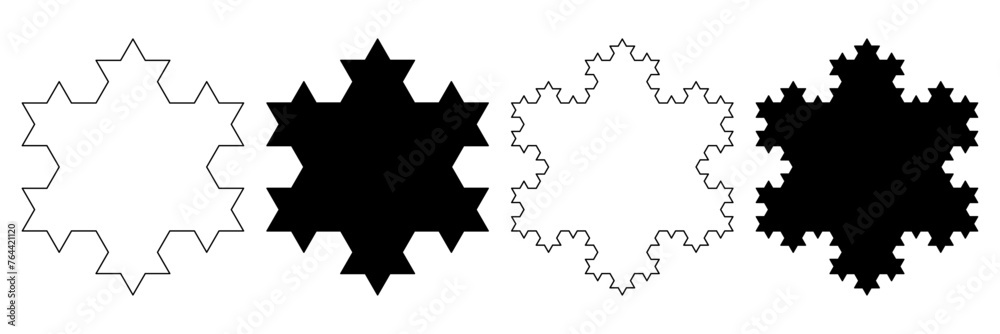 Wall mural outline silhouette Koch snowflake icon isolated on white background