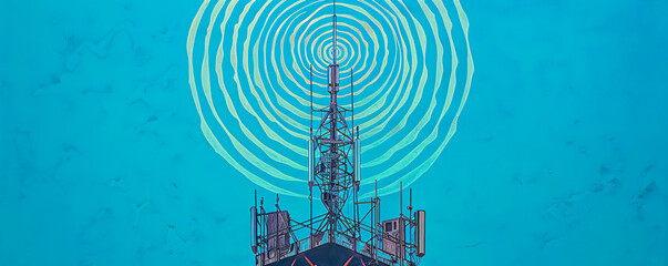 Telecommunication tower against sky, technology and wireless network concept
