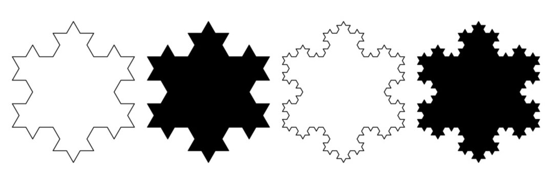 outline silhouette Koch snowflake icon isolated on white background