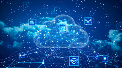 Naklejka premium Global Digital Networking Concept, Technology and Communication in Cyberspace