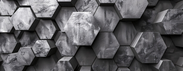 Hexagonal Honeycomb Pattern, Modern Geometric Background in Grey and White