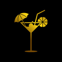 cocktail vector logo in gold color