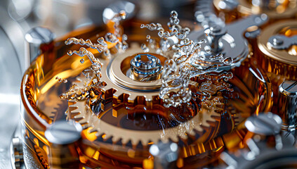 Vintage Clockwork Detail, Macro View of Gears and Mechanical Precision