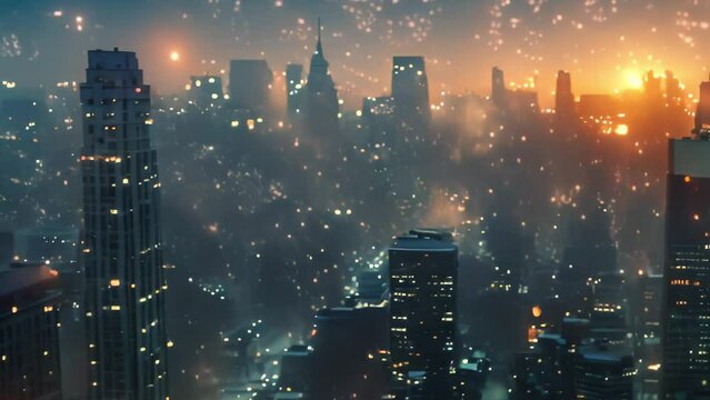 City Silhouette winter cityscape.