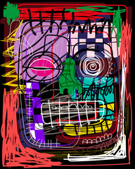 Abstract face. Colour backgrounds. Art illustration