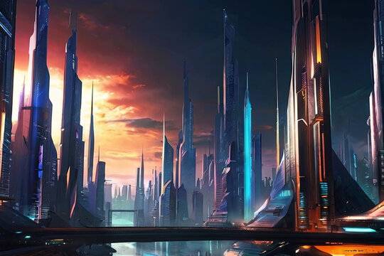 Futuristic city abstract digital art HD wallpaper. Vibrant and dynamic urban landscape. Perfect for modern screens. 
