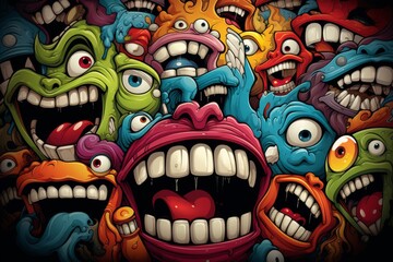 Cartoon Monsters With Open Mouths