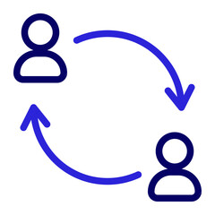 This is the Transfer icon from the data management icon collection with an Outline color style